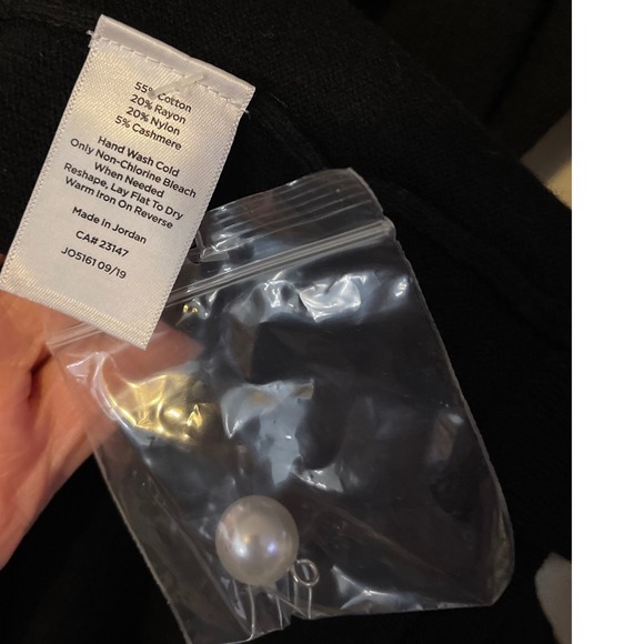 Talbots womne sweater/cardigan size L NWT black with tan cream stripe - Picture 7 of 9